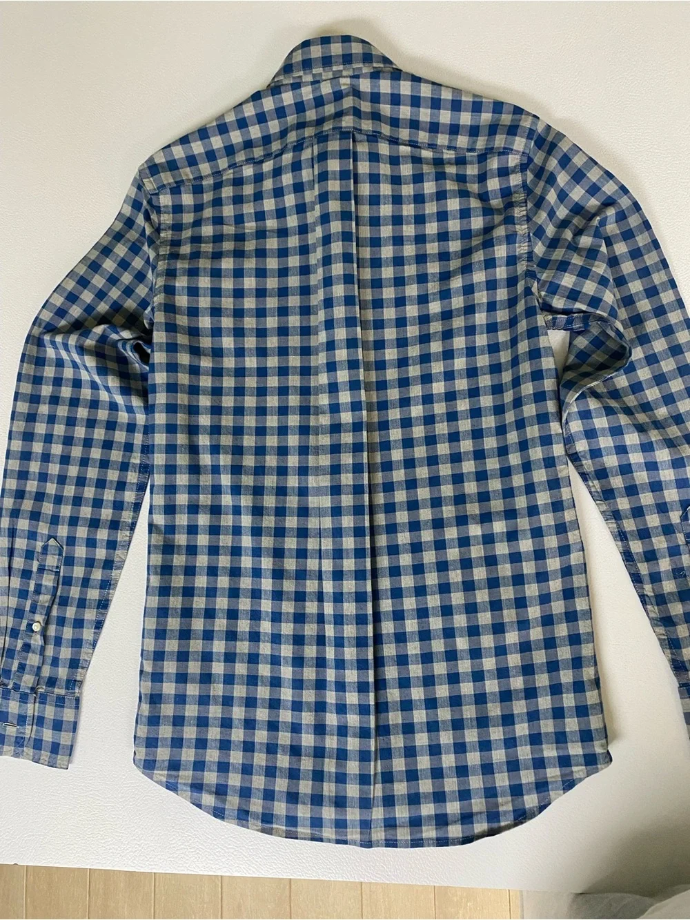 Blue and White Gingham Button-Down Shirt - Men's